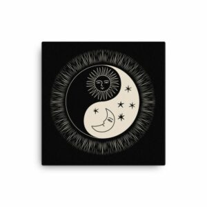 Sacred Geometry Sun Moon Yin Yang Canvas - canvas in x wall cb bd d - Shujaa Designs