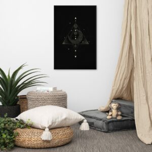 Sacred Geometry Crescent Moon Pyramid Canvas - canvas in x front cb a b - Shujaa Designs