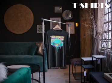 - t shirt mockup on a hanger inside a nice room a - Shujaa Designs