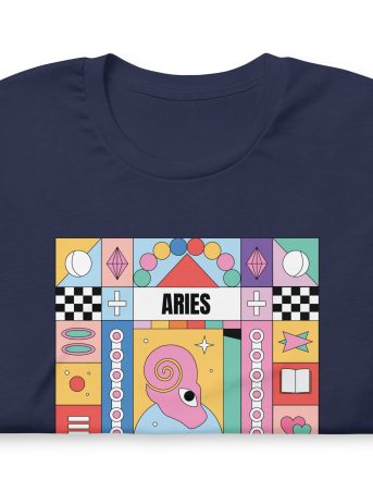 Aries Colorful Zodiac Sign Unisex t-shirt - unisex staple t shirt navy front f a c - Shujaa Designs