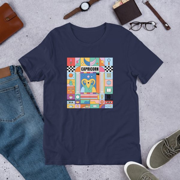 Capricorn Colorful Zodiac Sign Unisex t-shirt - unisex staple t shirt navy front f dcd - Shujaa Designs