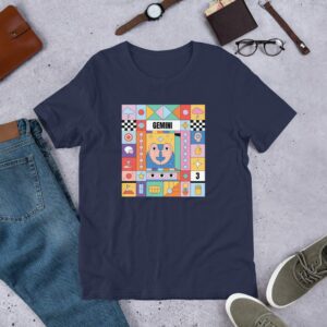 Gemini Colorful Zodiac Sign Unisex t-shirt - unisex staple t shirt navy front f ed - Shujaa Designs
