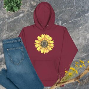 Ukranian Sunflower Unisex Premium Hoodie - unisex premium hoodie maroon front de e b - Shujaa Designs