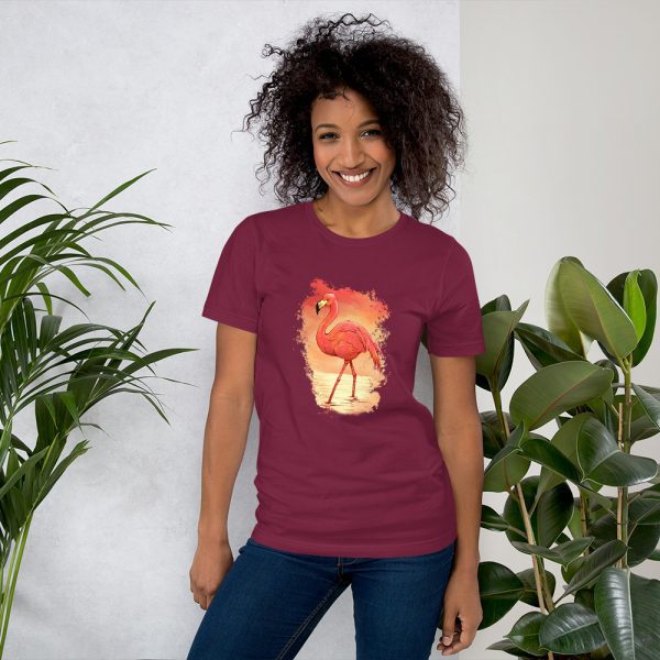 Private: Flamingo Painting Unisex t-shirt - unisex staple t shirt maroon front aacc d - Shujaa Designs