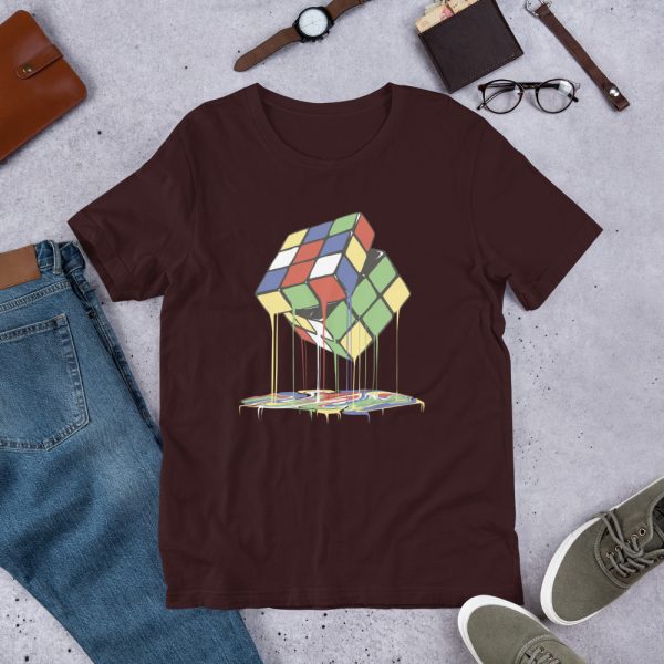 Private: Rubik’s Cube Melting Unisex t-shirt - unisex staple t shirt oxblood black front aa c - Shujaa Designs