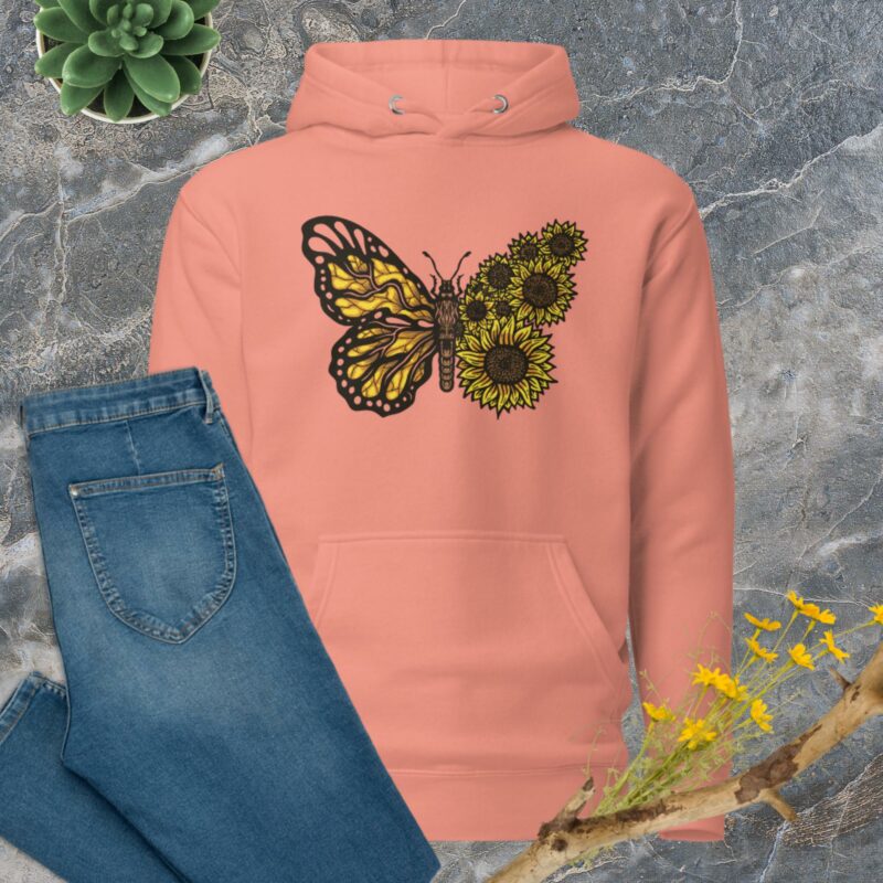 Private: Sunflower Butterfly Unisex Hoodie - unisex premium hoodie dusty rose front ac - Shujaa Designs