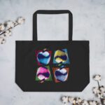 Private: Pop Art Apples Large organic tote bag - large eco tote black front c b ccc - Shujaa Designs