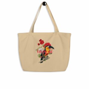 Private: Tropical Life Large organic tote bag - large eco tote oyster back c ccca - Shujaa Designs