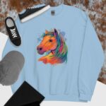 Private: Watercolor Horse Unisex Sweatshirt - unisex crew neck sweatshirt light blue front ba b cc dc - Shujaa Designs