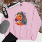 Private: Watercolor Horse Unisex Sweatshirt - unisex crew neck sweatshirt light pink front ba b cc f d - Shujaa Designs