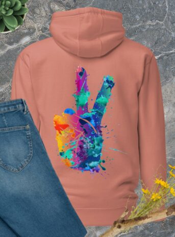 Private: Watercolor Peace Sign Unisex Hoodie - unisex premium hoodie dusty rose back e c dee b - Shujaa Designs