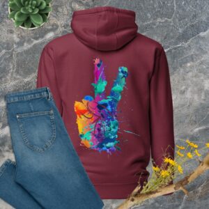 Private: Watercolor Peace Sign Unisex Hoodie - unisex premium hoodie maroon back e c df b - Shujaa Designs