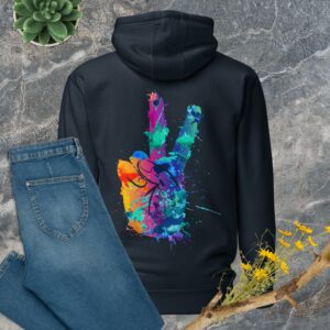Private: Watercolor Peace Sign Unisex Hoodie - unisex premium hoodie navy blazer back e c e e - Shujaa Designs