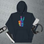 Private: Watercolor Peace Sign Unisex Hoodie - unisex premium hoodie navy blazer front e d c - Shujaa Designs