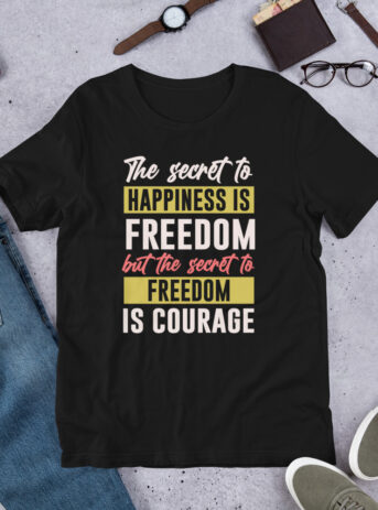 Private: The Secret To Happiness Unisex t-shirt - unisex staple t shirt black front b ff - Shujaa Designs