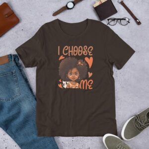 I Choose Me Unisex t-shirt - unisex staple t shirt brown front b a .jpg - Shujaa Designs