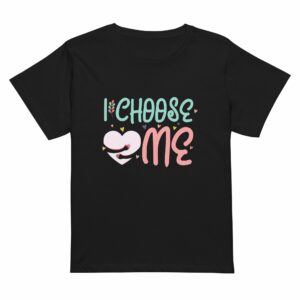 I Choose Me - Hearts - Women’s high-waisted t-shirt - womens high waisted tee black front e b .jpg - Shujaa Designs