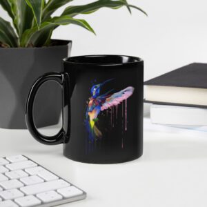 Hummingbird Black Glossy Mug - black glossy mug black oz handle on left b aa f .jpg - Shujaa Designs
