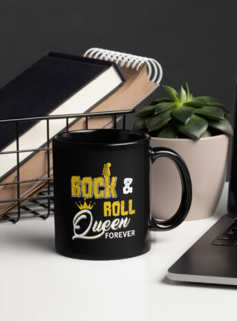 Rock And Roll Queen Forever Black Glossy Mug - black glossy mug black oz handle on right b f f a.jpg - Shujaa Designs
