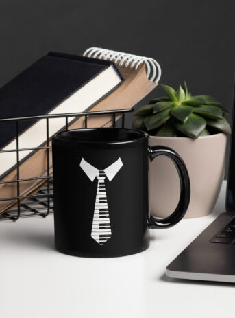 Piano Tie Black Glossy Mug - black glossy mug black oz handle on right b f e .jpg - Shujaa Designs