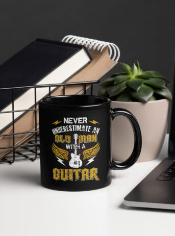 Never Underestimate An Old Man With a Guitar Black Glossy Mug - black glossy mug black oz handle on right b f c .jpg - Shujaa Designs