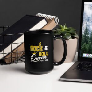 Rock And Roll Queen Forever Black Glossy Mug - black glossy mug black oz handle on right b f a .jpg - Shujaa Designs