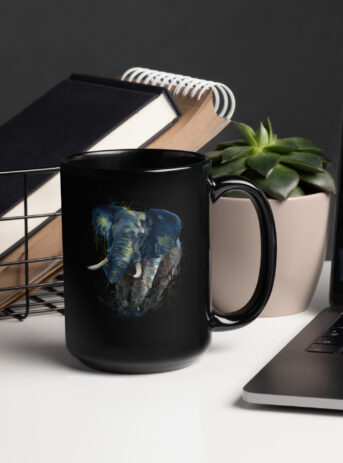 Elephant Black Glossy Mug - black glossy mug black oz handle on right b c e f .jpg - Shujaa Designs