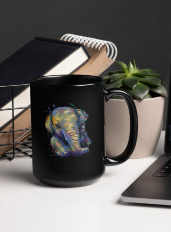 Elephant Black Glossy Mug - black glossy mug black oz handle on right b c bb .jpg - Shujaa Designs