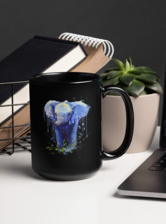 Elephant Black Glossy Mug - black glossy mug black oz handle on right b c cb ad.jpg - Shujaa Designs