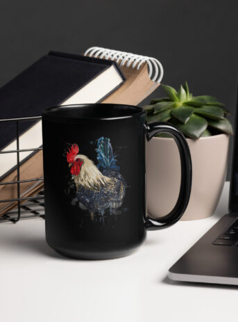 Rooster Black Glossy Mug - black glossy mug black oz handle on right b a a.jpg - Shujaa Designs