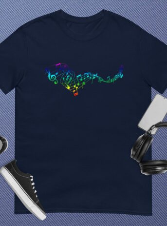 Colorful Music Notes Short-Sleeve Unisex T-Shirt - unisex basic softstyle t shirt navy front af d ad .jpg - Shujaa Designs