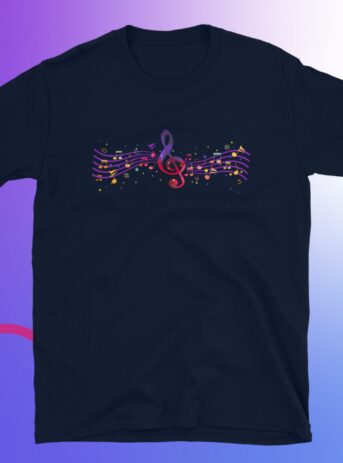 Colorful Musical Notes Short-Sleeve Unisex T-Shirt - unisex basic softstyle t shirt navy front af b c f.jpg - Shujaa Designs