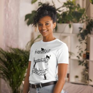 Cool Music And Cats Short-Sleeve Unisex T-Shirt - unisex basic softstyle t shirt white left front af be d f.jpg - Shujaa Designs
