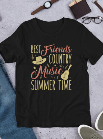 Best Friends, Country Music, Summertime Unisex t-shirt - unisex staple t shirt black front af d f .jpg - Shujaa Designs