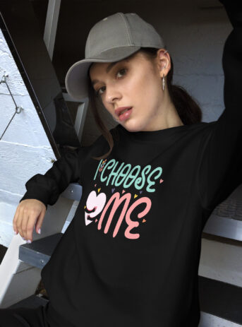 I Choose Me – Hearts – Unisex Sweatshirt - unisex crew neck sweatshirt black front ed fc.jpg - Shujaa Designs