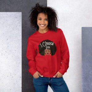 I Choose Me – Cute Girl With Afro – Unisex Sweatshirt - unisex crew neck sweatshirt red front a e .jpg - Shujaa Designs
