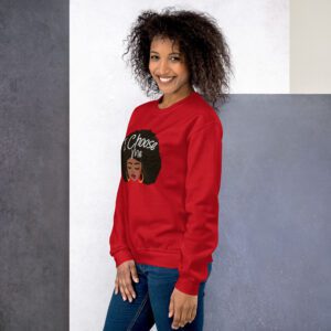 I Choose Me – Cute Girl With Afro – Unisex Sweatshirt - unisex crew neck sweatshirt red left a e .jpg - Shujaa Designs