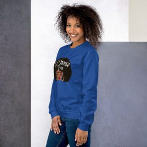 I Choose Me – Cute Girl With Afro – Unisex Sweatshirt - unisex crew neck sweatshirt royal left a e f .jpg - Shujaa Designs
