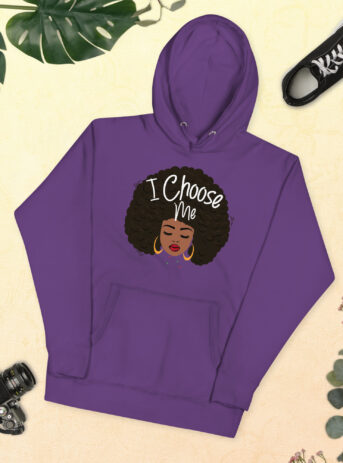 I Choose Me – Cute Girl With Afro – Unisex Hoodie - unisex premium hoodie purple front b fc .jpg - Shujaa Designs