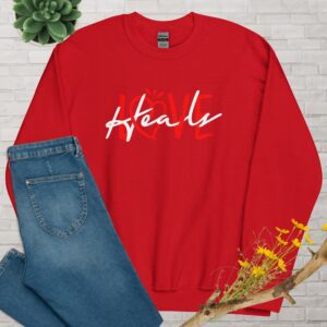 Love Heals Unisex Sweatshirt - unisex crew neck sweatshirt red front f be e .jpg - Shujaa Designs
