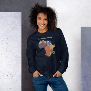 True Size Of Africa (Deluxe Edition) Unisex Sweatshirt - unisex crew neck sweatshirt navy front bef d c a.jpg - Shujaa Designs