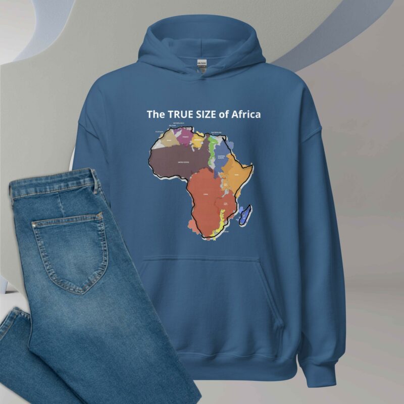 The True Size Of Africa (Deluxe Edition) Premium Unisex Hoodie - unisex heavy blend hoodie indigo blue front c ca bb .jpg - Shujaa Designs