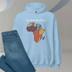 The True Size Of Africa (Deluxe Edition) Premium Unisex Hoodie - unisex heavy blend hoodie light blue front c ca f .jpg - Shujaa Designs