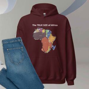 The True Size Of Africa (Deluxe Edition) Premium Unisex Hoodie - unisex heavy blend hoodie maroon front c ca e ce.jpg - Shujaa Designs