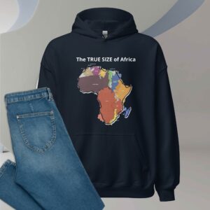 The True Size Of Africa (Deluxe Edition) Premium Unisex Hoodie - unisex heavy blend hoodie navy front c ca d ba.jpg - Shujaa Designs