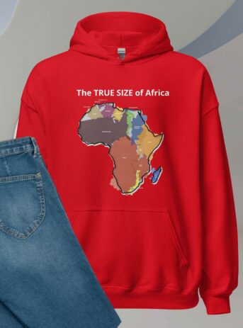 The True Size Of Africa (Deluxe Edition) Premium Unisex Hoodie - unisex heavy blend hoodie red front c ca c .jpg - Shujaa Designs