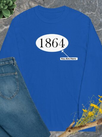 1864 You Are There Long Sleeve Shirt - mens long sleeve shirt royal front b d f.jpg - Shujaa Designs